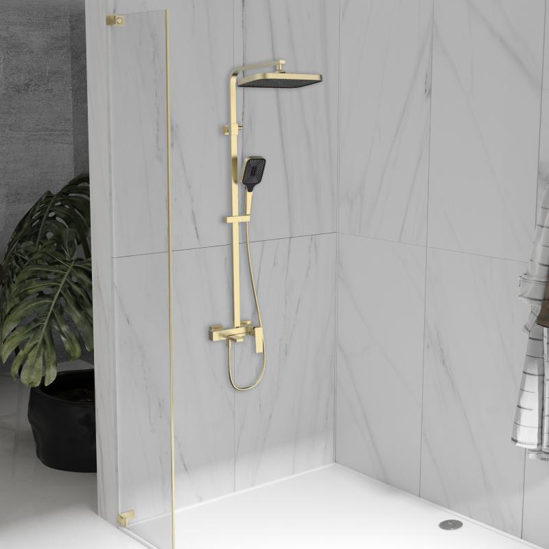 Душевая стойка Cube VSFS-4C12BG с изливом, брашированное золото Vincea