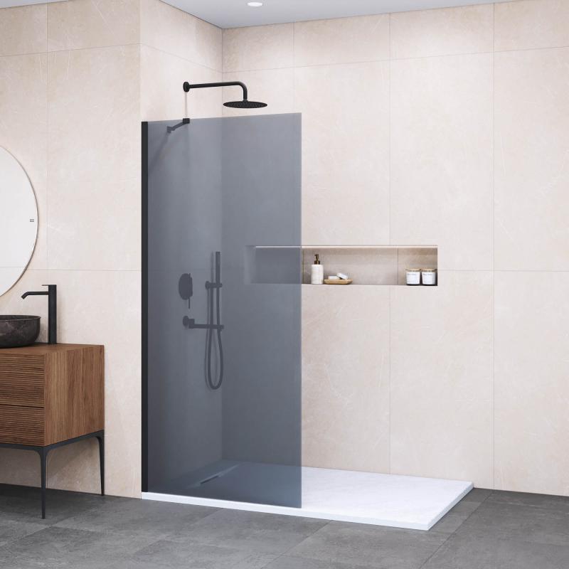 Душевая перегородка RGW WA-102B 1000, стекло тонированное (серое), профиль черный