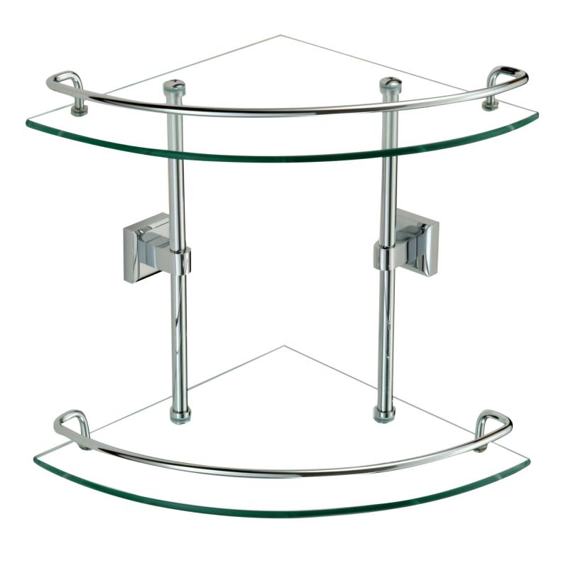 Полка угловая стеклянная Savol S-095322, хром
