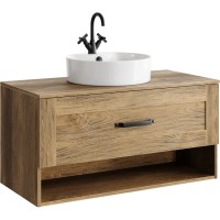 Подвесная тумба 100  Craft дуб балтийский CRF0110DB + умывальник Best Shelf 43 WB.CT/Best/43-C.Shelf/WHT Aqwella фото в интернет-магазине Русалия