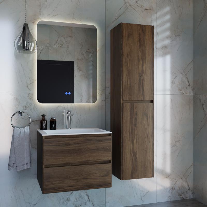 База под раковину Luka 600 подвесная, 2 выкатных ящика soft-close, С.Oak Vincea