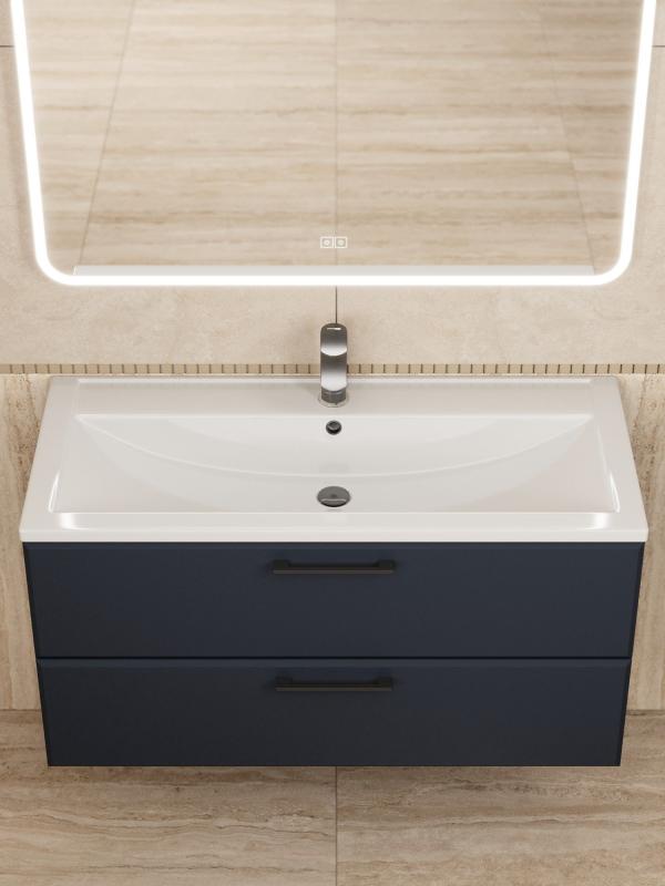 Тумба с раковиной для ванной Uperwood Foster New 100 см, подвесная, черная KFosterNEW100b