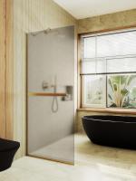 Душевая перегородка в узком профиле 1950*890 Стекло 8 мм Бронза матовая +Полотенцедержатель MGD-734-3у Maybah Glass фото в интернет-магазине Русалия