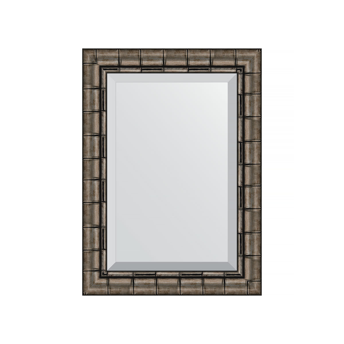 Зеркало настенное с фацетом EVOFORM в багетной раме серебряный бамбук, 53х73 см, BY 1126