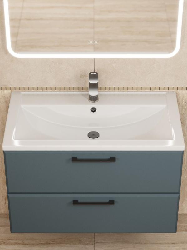 Тумба с раковиной для ванной Uperwood Foster New 80 см, подвесная, серый графит KFosterNEW80g