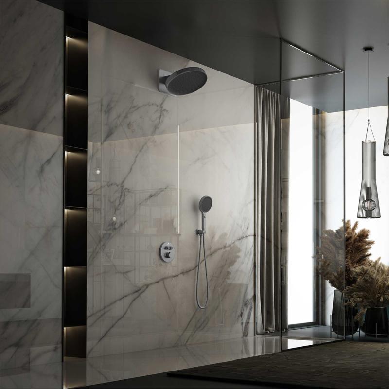 Душевой комплект Inspire VSFW-3I22MT3GM встраиваемый, термостат, двухрежимный, вороненая сталь Vincea