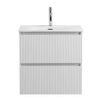 UNO База под раковину подвесная с фрезерованными ручками по всей длине фасада с двумя выкатными ящиками, Bianco Opaco, 700x455x608, UNO-700-2C-SO-BO Belbagno фото в интернет-магазине Русалия