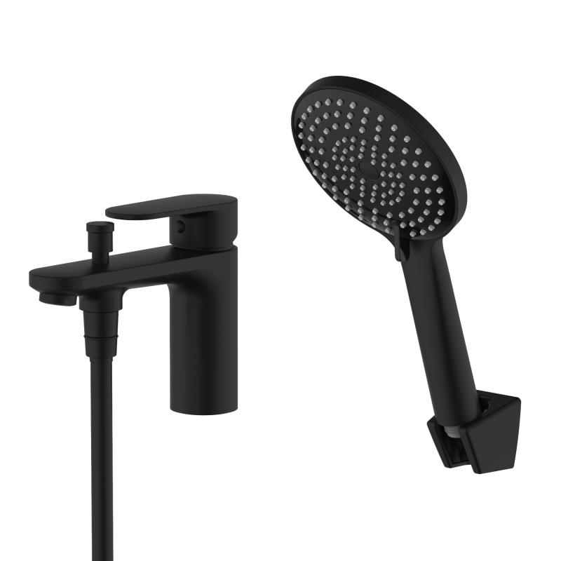 AQ1844MB НИКА смеситель врезной на борт ванны на 1 отв., матовый черный Aquatek