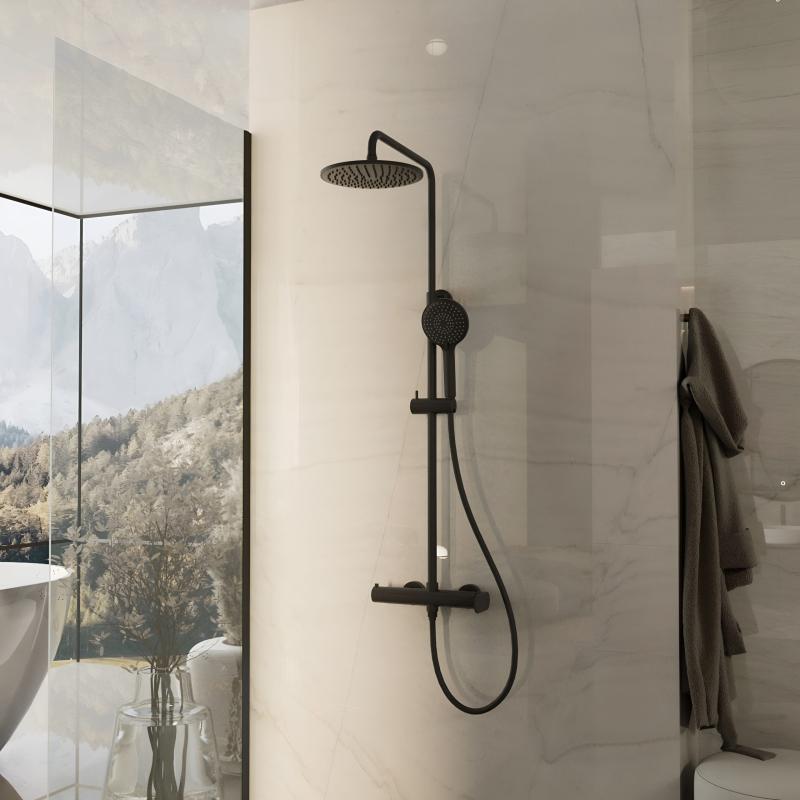 Душевая стойка Rondo VSFS-1R0MB без излива, черный матовый Vincea