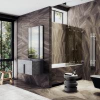 Шторка для ванны складная 4 секции 1400*980 Стекло 6 мм Бронза MGV-585-4 MaybahGlass фото в интернет-магазине Русалия