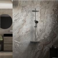 Душевая стойка Inspire VSFS-3I12TGM термостатическая с изливом, 30см верх.душ, вороненая сталь Vincea фото в интернет-магазине Русалия