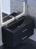 Раковина для ванной кварцевая Uperwood Foster Quartz 100х45,5х17,5 см, черная матовая, космос 291030047 фото в интернет-магазине Русалия