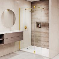 Душевая перегородка RGW WA-050Gb (WA-002Gb + Z-070Gb) 1200, стекло прозрачное, профиль золото BRUSH фото в интернет-магазине Русалия