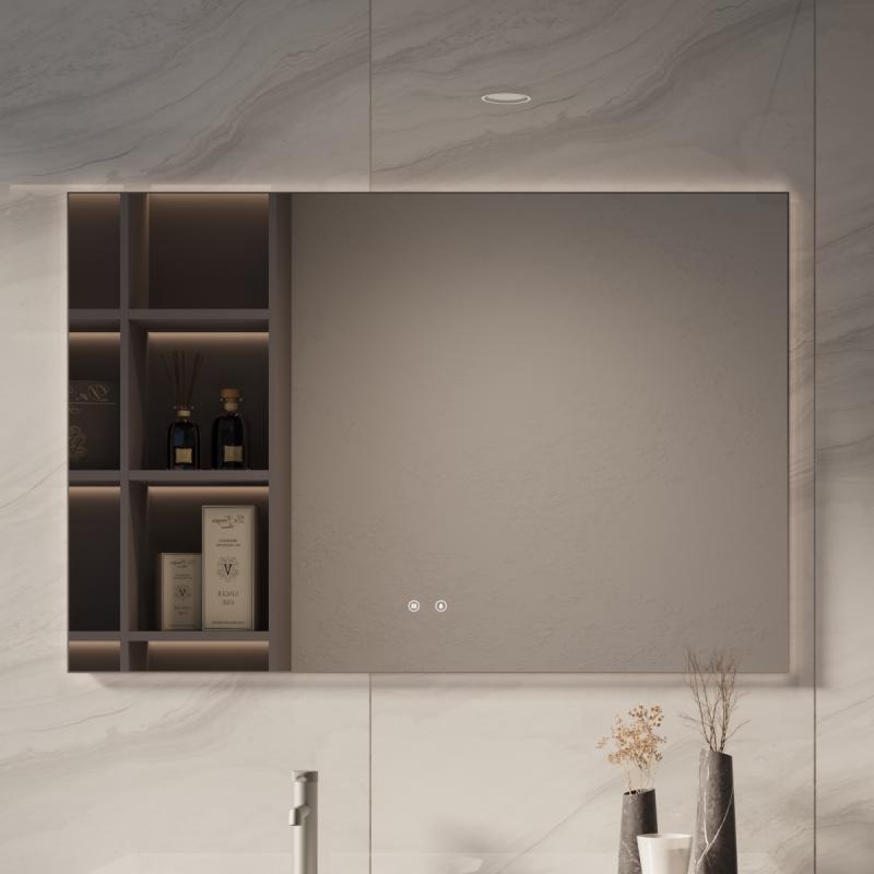 Зеркало LED VLM-4F120GM-2 1200х800 c сенсорным выключателем, антизапотевание, вороненая сталь Vincea