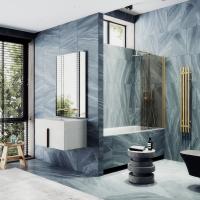 Распашная шторка для ванны поворотная на монопетле 70 см, стекло бронза, профиль золото MGV-616-3 Maybah Glass фото в интернет-магазине Русалия