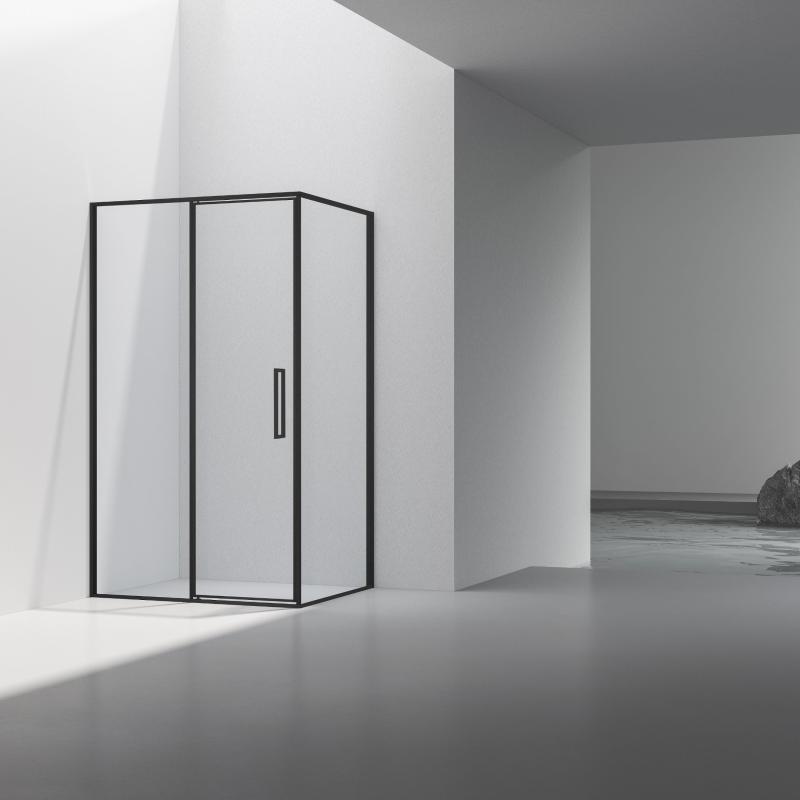 Душевой уголок Slim 8mm VSR-4SLP9012CLB, 1200*900, черный, стекло прозрачное Vincea