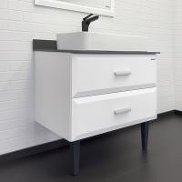 Тумба-умывальник Comforty Империя-80 белая с графитовой столешницей c раковиной Comforty 78189 фото в интернет-магазине Русалия