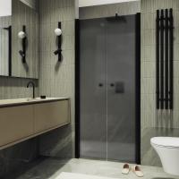 Душевая дверь двустворчатая на монопетлях 1980*890 Стекло 6 мм Графит матовый, профиль Черный MGD-440-6 MaybahGlass фото в интернет-магазине Русалия