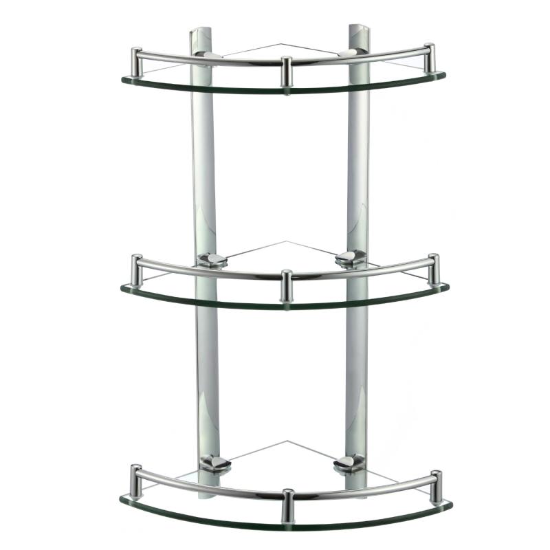 Полка угловая стеклянная Savol S-003031, хром