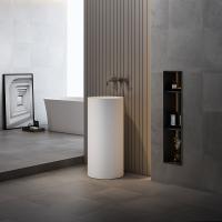 Раковина из искусственного камня Vincea VBS-6SP01MW, 400*400*850, напольная, цвет белый матовый фото в интернет-магазине Русалия