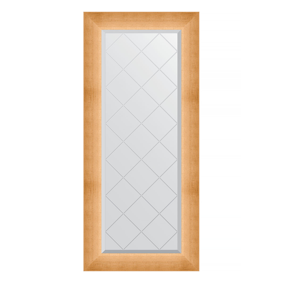 Зеркало настенное с гравировкой EVOFORM в багетной раме травленое золото, 56х126 см, BY 4518