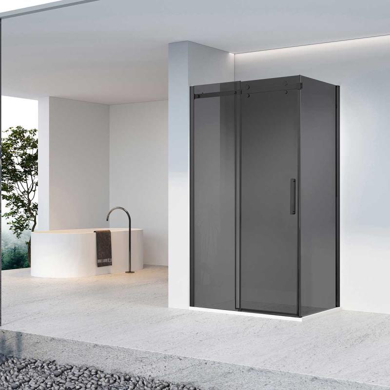 Душевой уголок Como-N VSR-4CN8016CGB, 1600*800, черный, стекло тонированное Vincea