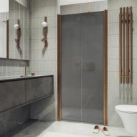 Душевая дверь двустворчатая на монопетлях 1980*890 Стекло 6 мм Графит матовый, профиль Бронза MGD-440-2 MaybahGlass фото в интернет-магазине Русалия
