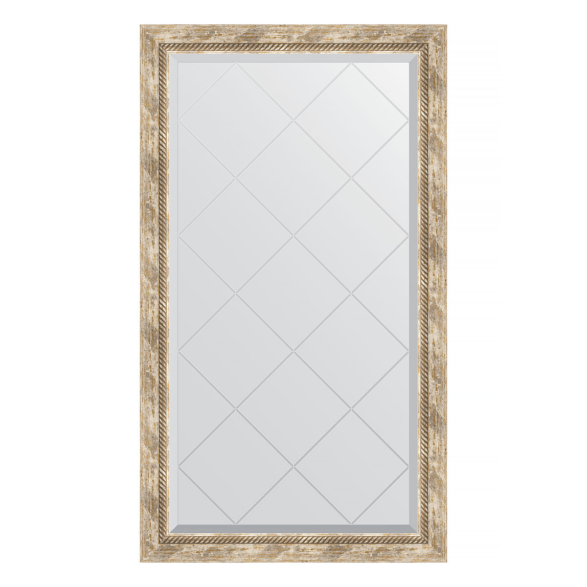 Зеркало настенное с гравировкой EVOFORM в багетной раме прованс с плетением, 73х128 см, BY 4220