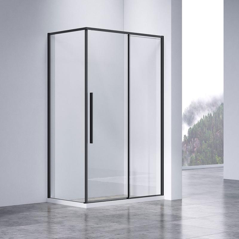 Душевой уголок Slim-N VSR-4SN8014CLB, 1400*800, черный, стекло прозрачное Vincea