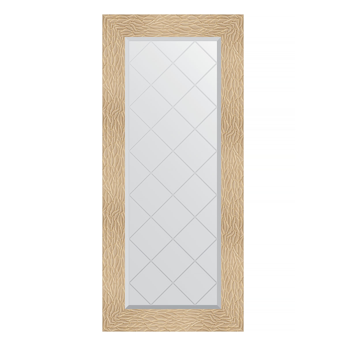 Зеркало настенное с гравировкой EVOFORM в багетной раме золотые дюны, 56х126 см, BY 4064