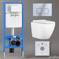 Комплект 3 в 1 инсталляция, унитаз безободковый белый BILBAO ALTO (IB.BLA.231.1B1), клавиша смыва хром глянцевый, пластик  ESTI-Q (IB.B083.003.002), IBERICA BLANCA фото в интернет-магазине Русалия