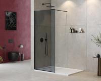 Душевая перегородка CEZARES LIBERTA-L-1-90-120-GR-NERO тонированное (графит), профиль черный фото в интернет-магазине Русалия