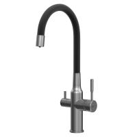 Смеситель Lemark Expert для кухни c гибким изливом, с подключением к фильтру с питьевой водой (LM5083GMN-Black) фото в интернет-магазине Русалия