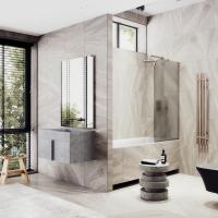 Неподвижная шторка для ванны в узком профиле 40 см, стекло бронза матовая, профиль бронза MGV-72-2у Maybah Glass фото в интернет-магазине Русалия