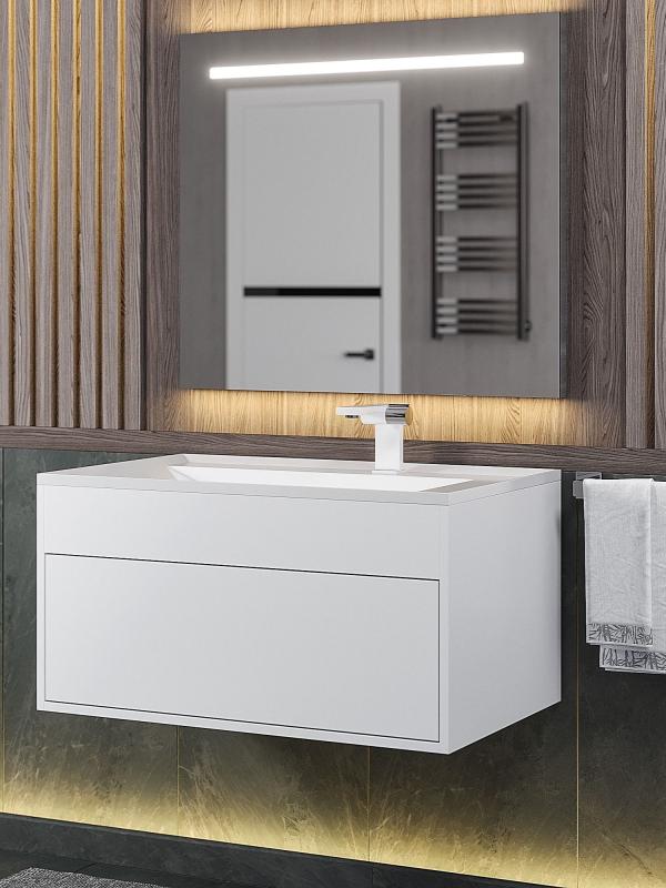 Тумба с раковиной для ванной Uperwood Lotus Premium подвесная, 80 см, белая 39340207460