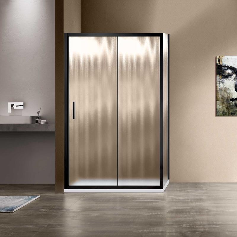 Душевой уголок Garda VSR-1G9012CHB, 1200*900, черный, стекло шиншилла Vincea