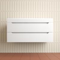 Тумба подвесная "Остин" под раковину Фортуна 100 2 ящ белый эмаль PLUS + Умывальник Фортуна 1000*450 фото в интернет-магазине Русалия