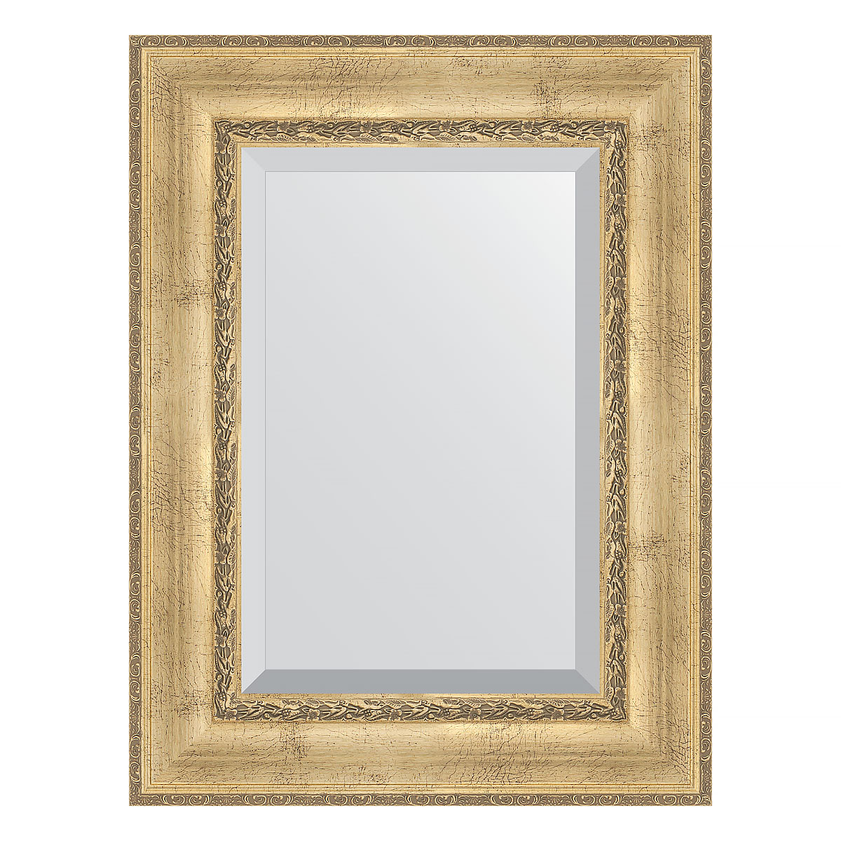 Зеркало настенное с фацетом EVOFORM в багетной раме состаренное серебро с орнаментом, 62х82 см, BY 3402