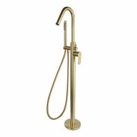 Напольный смеситель для ванны однорычажный с душевым комплектом ALEXIA 368503DOC золото брашированное Ramon Soler фото в интернет-магазине Русалия