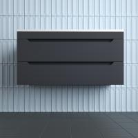 Тумба подвесная "Остин" под раковину Фортуна 100 2 ящ графит эмаль PLUS + Умывальник Фортуна 1000*450 фото в интернет-магазине Русалия