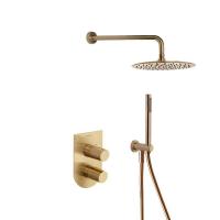 Встраиваемая душевая система с тропическим душем и душевым комплектом TZAR K3415021OC золото брашированное Ramon Soler фото в интернет-магазине Русалия