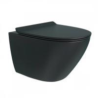Унитаз подвесной безободковый  Linus Black SH0114 Торнадо с сиденьем-микролифт, черный матовый SHRUDERS фото в интернет-магазине Русалия