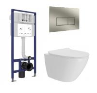 Комплект 3 в 1 инсталляция SH0035, унитаз безободковый Linus SH0112 торнадо, клавиша смыва нерж.сталь SH0204 Shruders фото в интернет-магазине Русалия