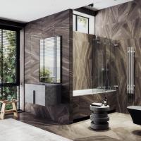 Шторка для ванны складная 4 секции 1400*980 Стекло 6 мм Сатин MGV-587-4 MaybahGlass фото в интернет-магазине Русалия