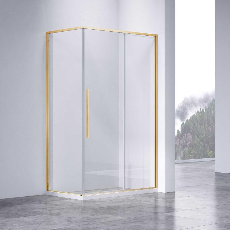 Душевой уголок Slim-N VSR-4SN9012CLG, 1200*900, брашированное золото, стекло прозрачное Vincea