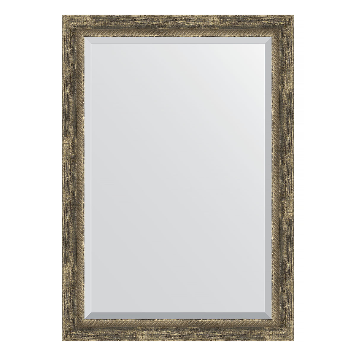 Зеркало настенное с фацетом EVOFORM в багетной раме старое дерево с плетением, 73х103 см, BY 3460