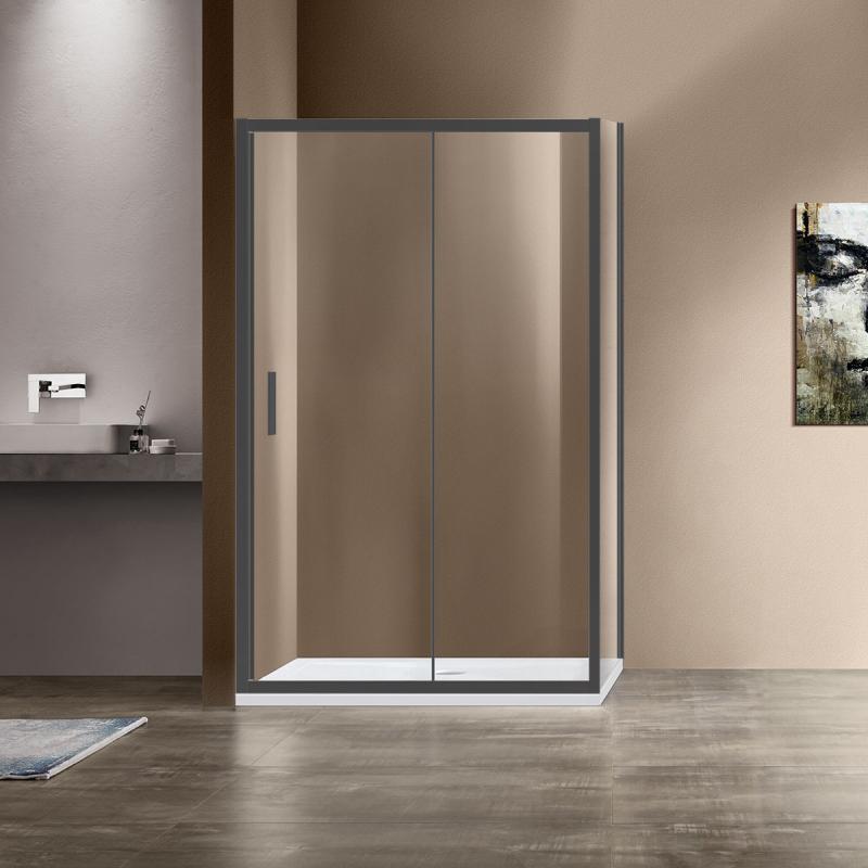 Душевой уголок Garda VSR-1G8015CLB, 1500*800, черный, стекло прозрачное Vincea