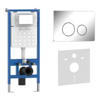Комплект 2 в 1 инсталляция + клавиша смыва хром глянцевый, нержавеющая сталь INOX-O (IB.B081.003.001) IBERICA BLANCA фото в интернет-магазине Русалия