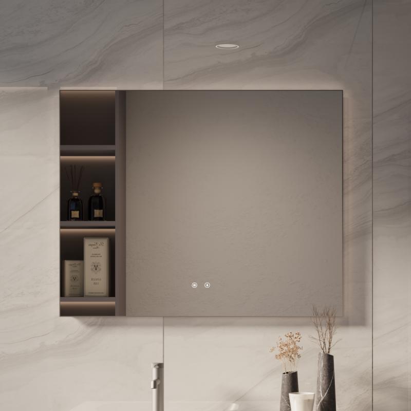 Зеркало LED VLM-4F100GM-2 1000х800 c сенсорным выключателем, антизапотевание, вороненая сталь Vincea