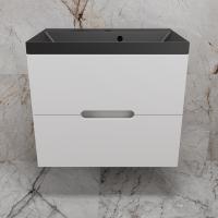 Тумба подвесная "Матис 70" под ASTI 70 (2 ящика), Белый матовый, ЭМАЛЬ + Умывальник ASTI 700x450 кварц, антрацит Style Line фото в интернет-магазине Русалия